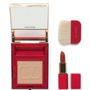 NWT VALENTINO VALENTINO Go-Clutch Refillable Compact Powder and Mini Lipstick Se